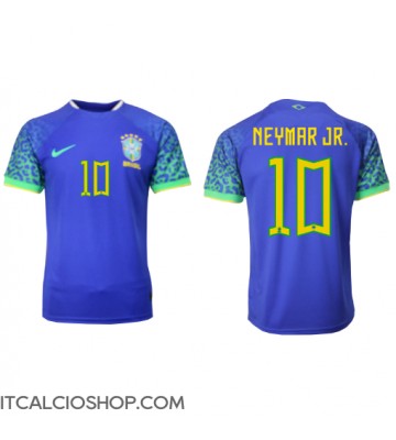 Brasile Neymar Jr #10 Seconda Maglia Mondiali 2022 Manica Corta